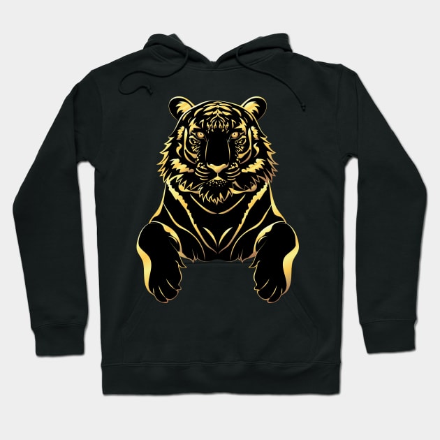 Black tiger and gold Hoodie by AnnArtshock